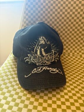Ed Hardy Vintage Black Mesh Trucker Hat